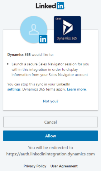 ให้ความยินยอมในการลงชื่อเข้าใช้ LinkedIn Sales Navigator