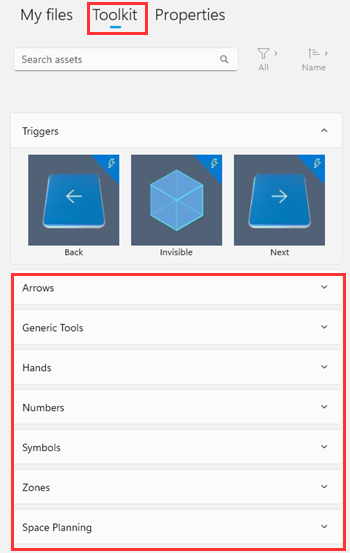 Screen shot of PC app toolkit with categories collapsed Screen shot of PC app toolkit with categories collapsed.