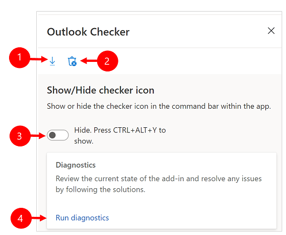 การนำทางในบานหน้าต่างตัวตรวจสอบ Outlook