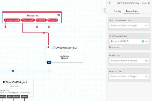 ภาพหน้าจอของแท็บการเปลี่ยน Twilio