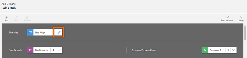 สกรีนช็อตของการเลือกไอคอนดินสอเพื่อเปิดตัวออกแบบแผนผังไซต์