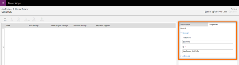 สกรีนช็อตของการป้อนชื่อเรื่องสําหรับคอมโพเนนต์กลุ่ม