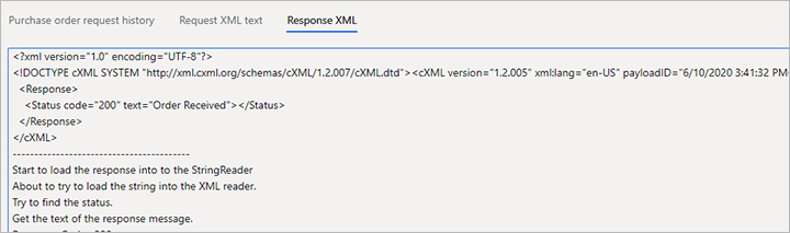 แท็บ XML การตอบสนอง