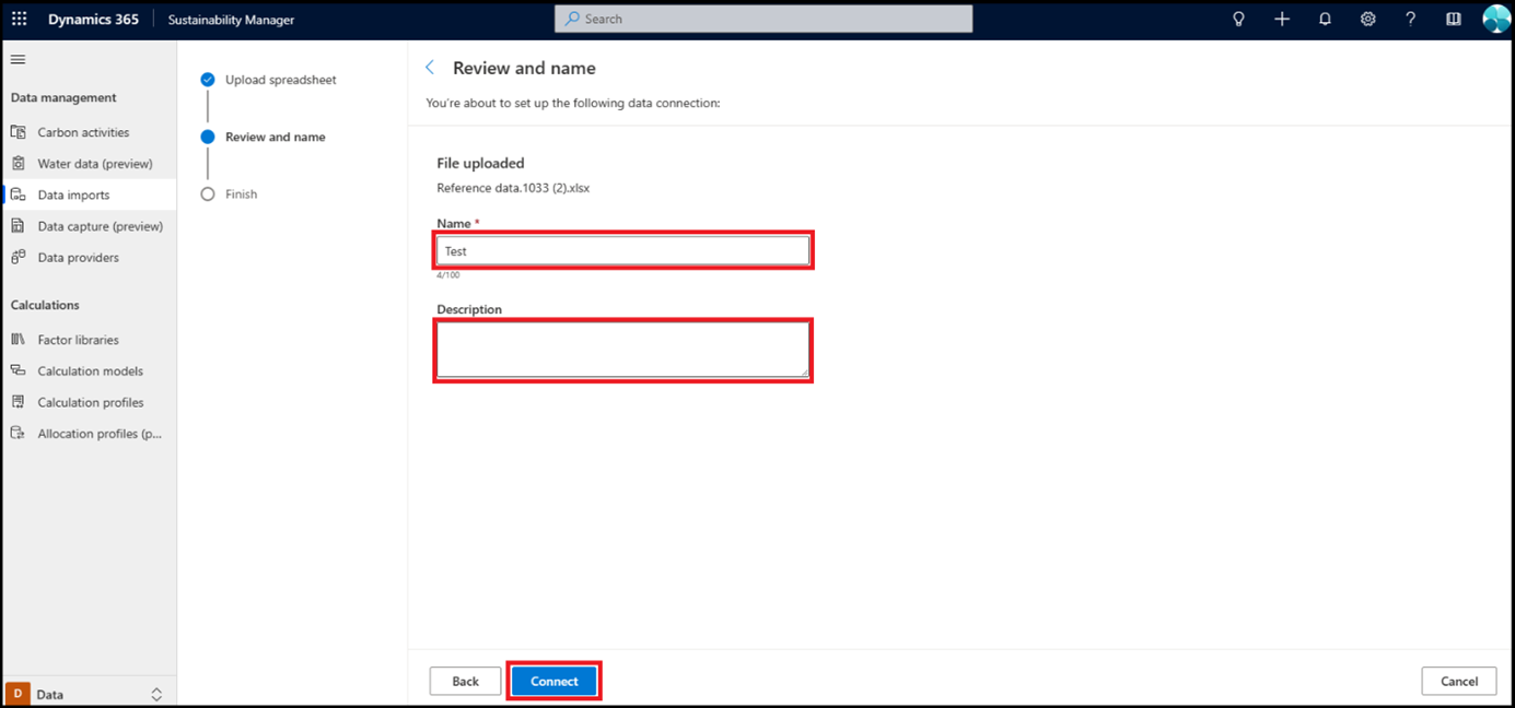 สกรีนช็อตที่แสดงวิธีการป้อนข้อมูลสําหรับการนําเข้าเทมเพลต Excel
