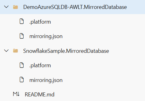 ภาพหน้าจอของการแสดงฐานข้อมูลที่มิเรอร์ใน Git