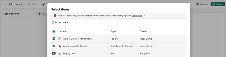 ภาพหน้าจอที่แสดงหน้าจอ 'เลือกรายการ' พร้อมรายงาน แดชบอร์ดแบบเรียลไทม์ และแผนที่ที่เลือก