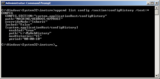Screenshot of the Administrator Command console.