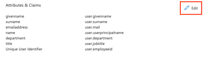 Edit attributes and claims