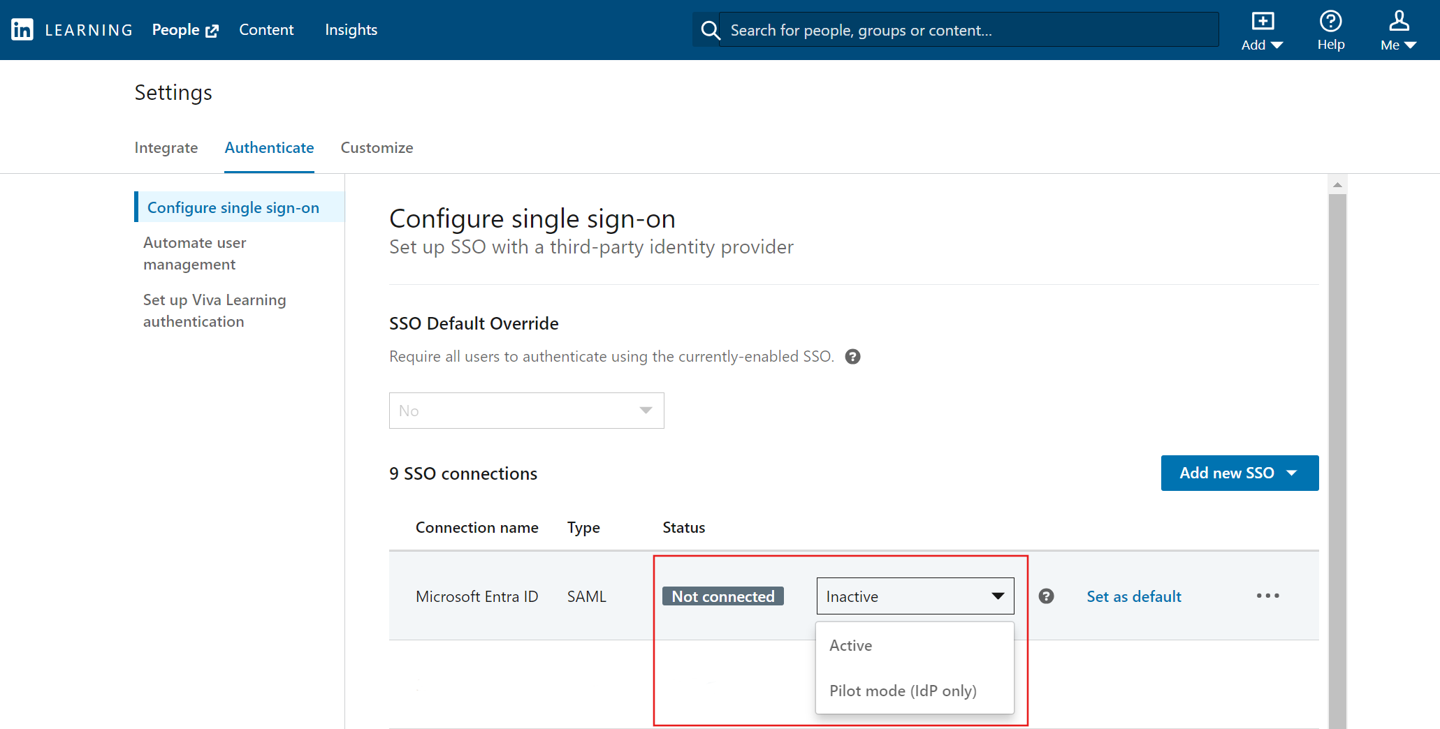 Enable SSO Connection