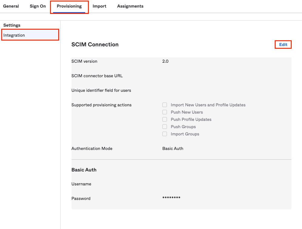 Edit Integration Settings