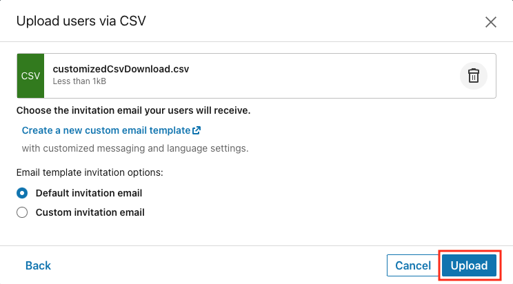 Upload CSV template