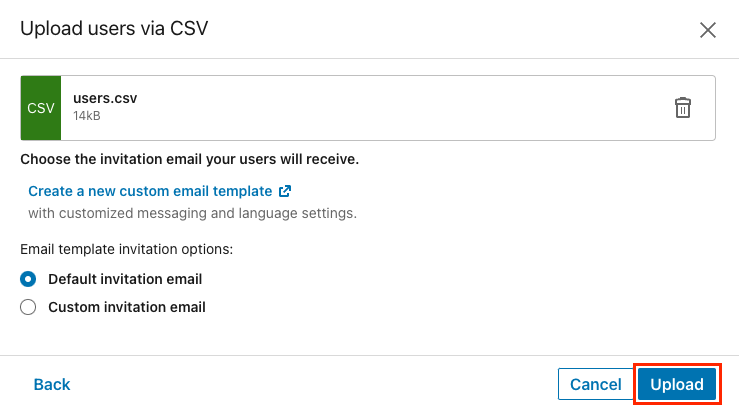 Upload users via CSV