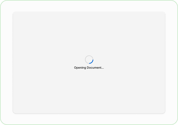 A screenshot of a widget with an 'Opening Document' indicator