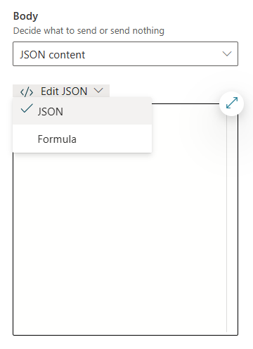 ภาพหน้าจอของเนื้อหา JSON ที่เลือกสำหรับชนิดเนื้อหาของเนื้อหา