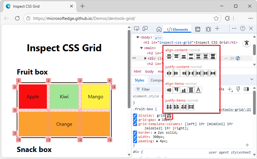 The grid editor popup