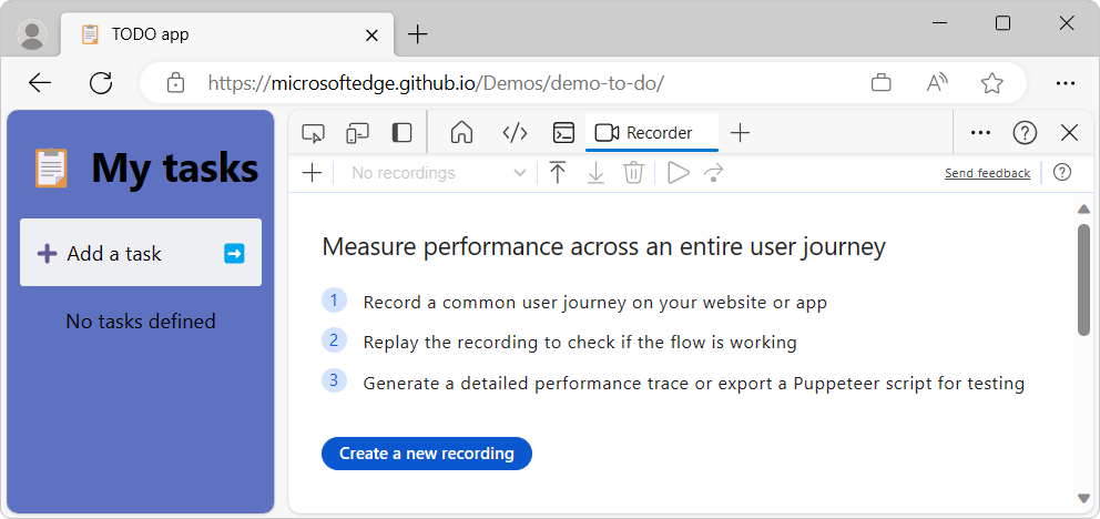 Recorder tool initial view