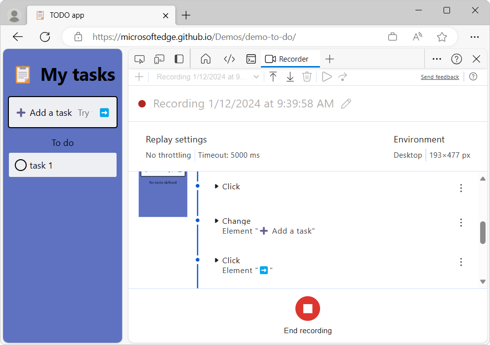 Recorder tool while recording