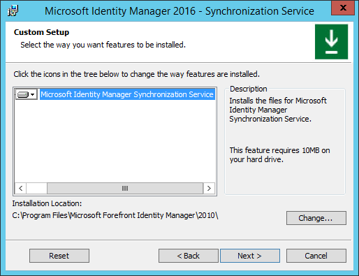 Screenshot showing Custom Setup screen.