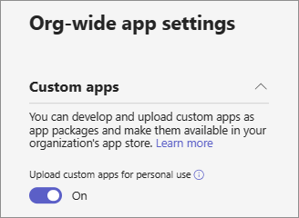 Screenshot showing the org-wide custom app settings.