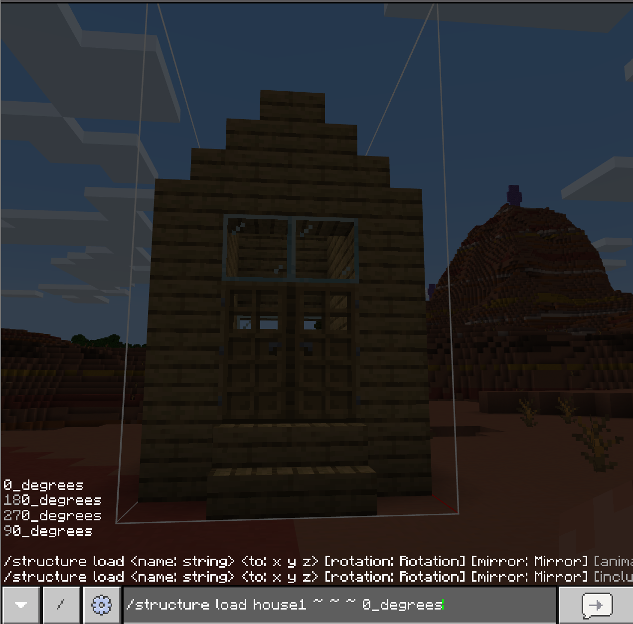 Image of chat open with the structure command entered