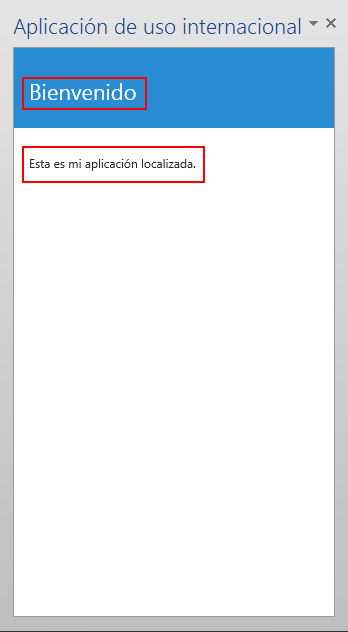 The add-in showing localized UI text in Spanish.