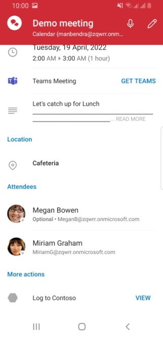 The View button on an appointment screen on Android.