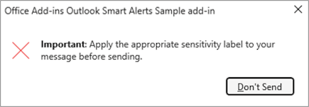 A sample Smart Alerts dialog with bold text.