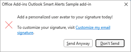 A sample Smart Alerts dialog containing a new line in the message.