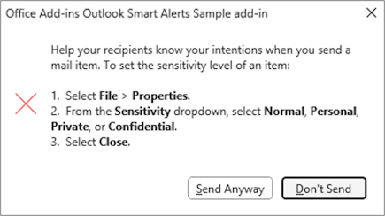 A sample Smart Alerts dialog containing a numbered list.
