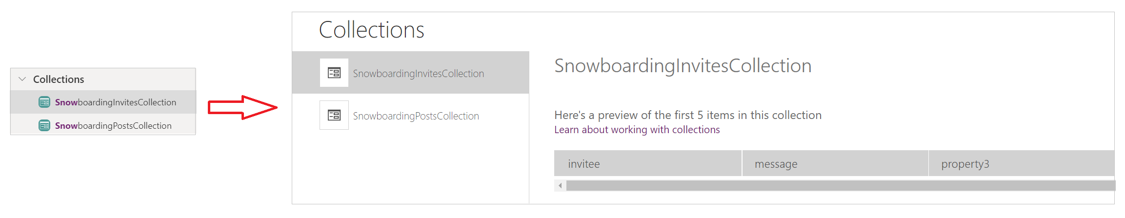 คอลเลกชันที่เลือกจากผลลัพธ์การค้นหาที่แสดงรายละเอียดคอลเลกชันที่เกี่ยวข้อง