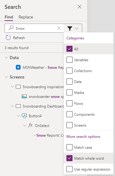 ตัวอย่างการจับคู่ทั้งคำในผลลัพธ์การค้นหาที่จำกัดการค้นหาเฉพาะคำที่ตรงกันเท่านั้น