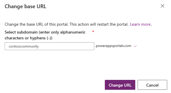 ระบุ URL พื้นฐานใหม่ของพอร์ทัล