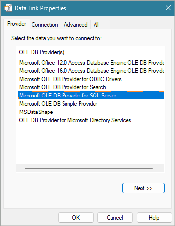 สกรีนช็อตของผู้ให้บริการที่มีอยู่