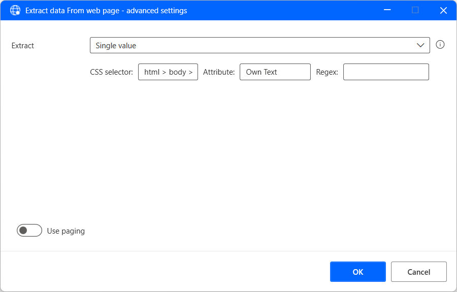 ภาพหน้าจอของตัวเลือก CSS