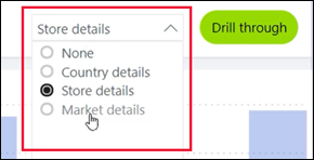 สกรีนช็อตของเมนูดรอปดาวน์การเข้าถึงรายละเอียดที่มีหลายปลายทาง