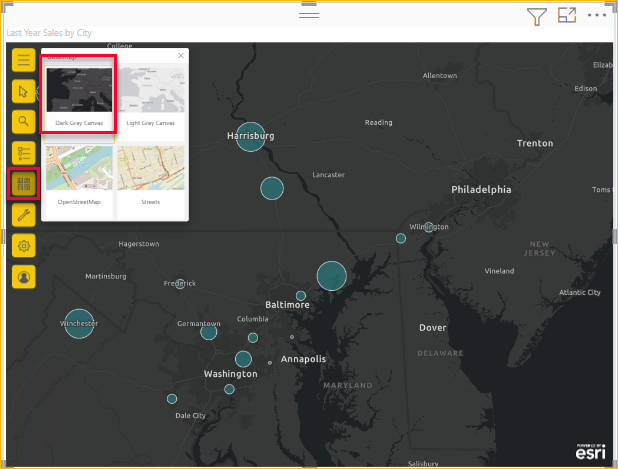 Screenshot shows the Basemap selection.
