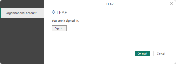 สกรีนช็อตของบัญชี LEAP ถูกเน้น และแสดงปุ่มลงชื่อเข้าใช้