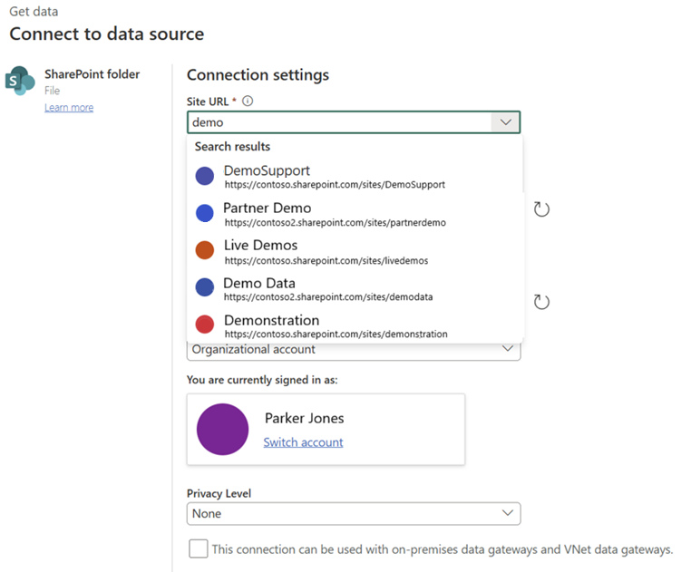 ภาพหน้าจอของการค้นหา SharePoint site.