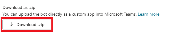 ดาวน์โหลดไฟล์ zip รายการแอป Teams จากตัวเลือกความพร้อมใช้งานของบานหน้าต่าง Teams