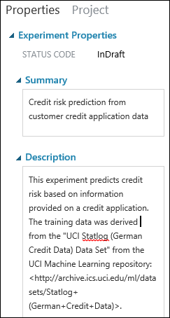 Experiment properties