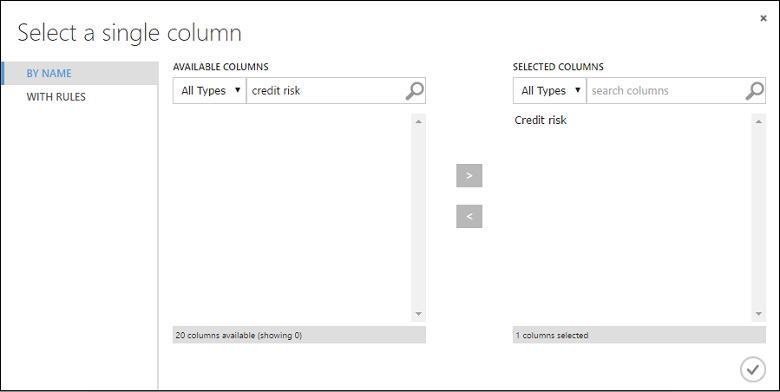 Select the Credit Risk column for the Train Model module