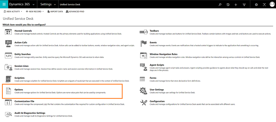 Select Options in settings Select Options in settings.