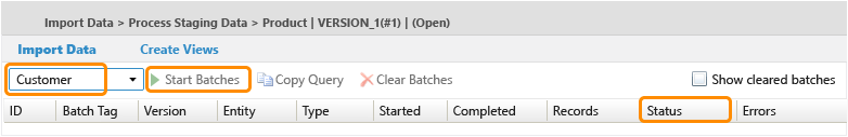 Staging Batches Page in Master Data Manager