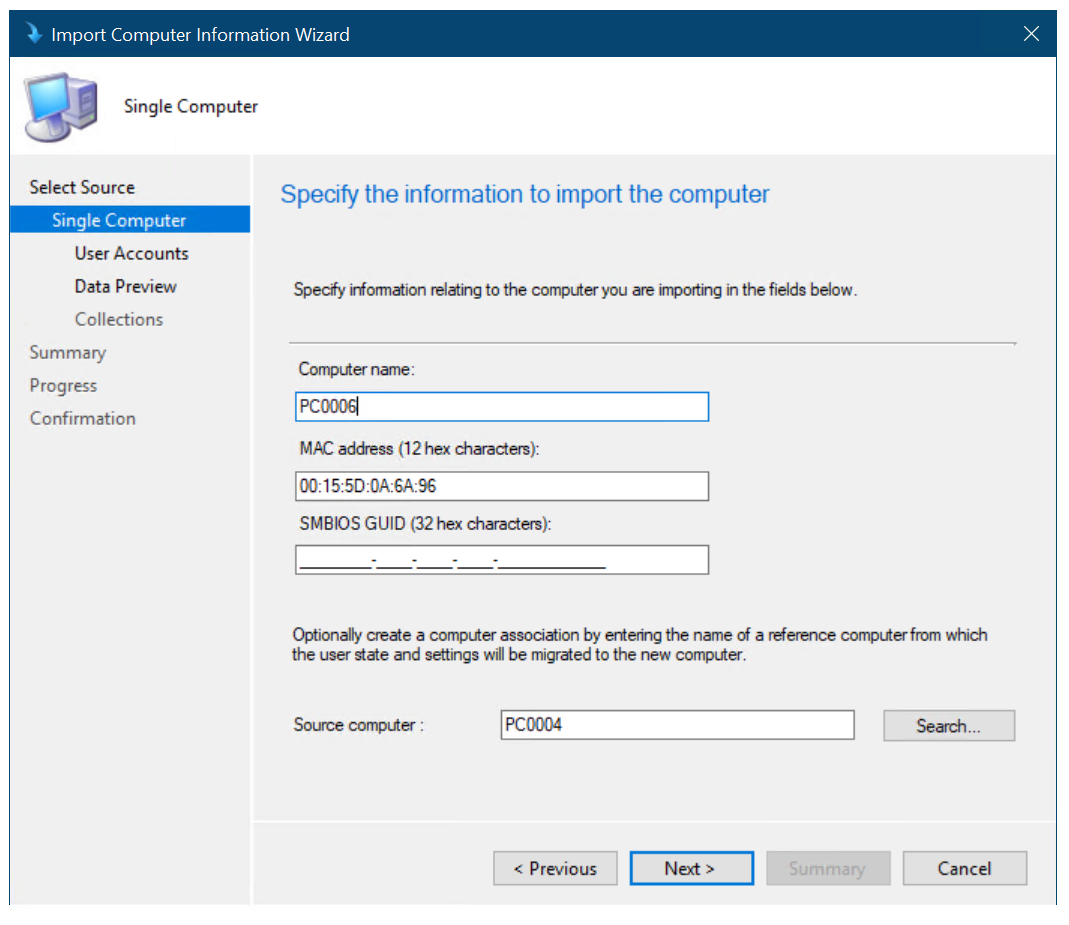 Create the computer association Create the computer association.