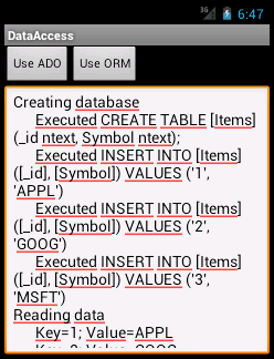 Android SQLite.NET sample Android SQLite.NET sample