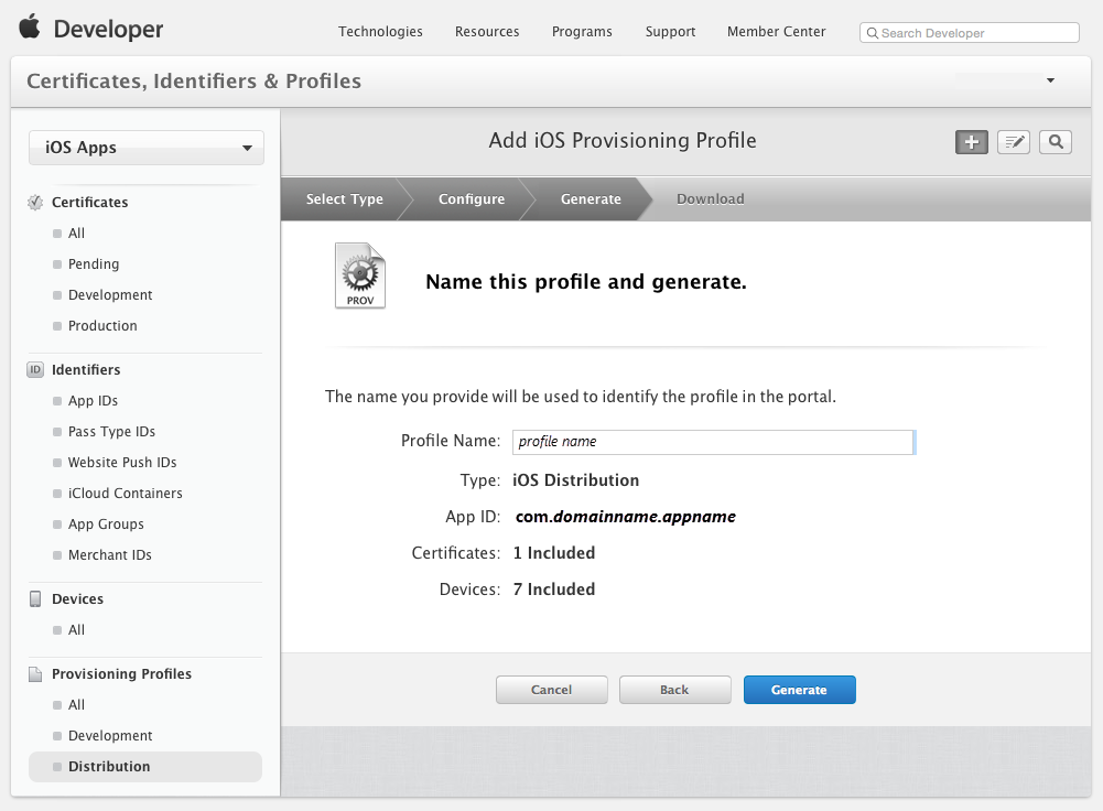 Enter a Name for the new Distribution Profile