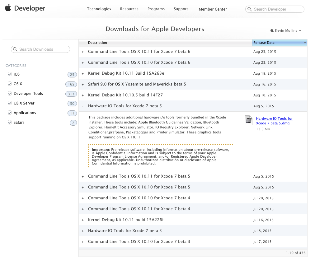 Download the Additional Tools for Xcode