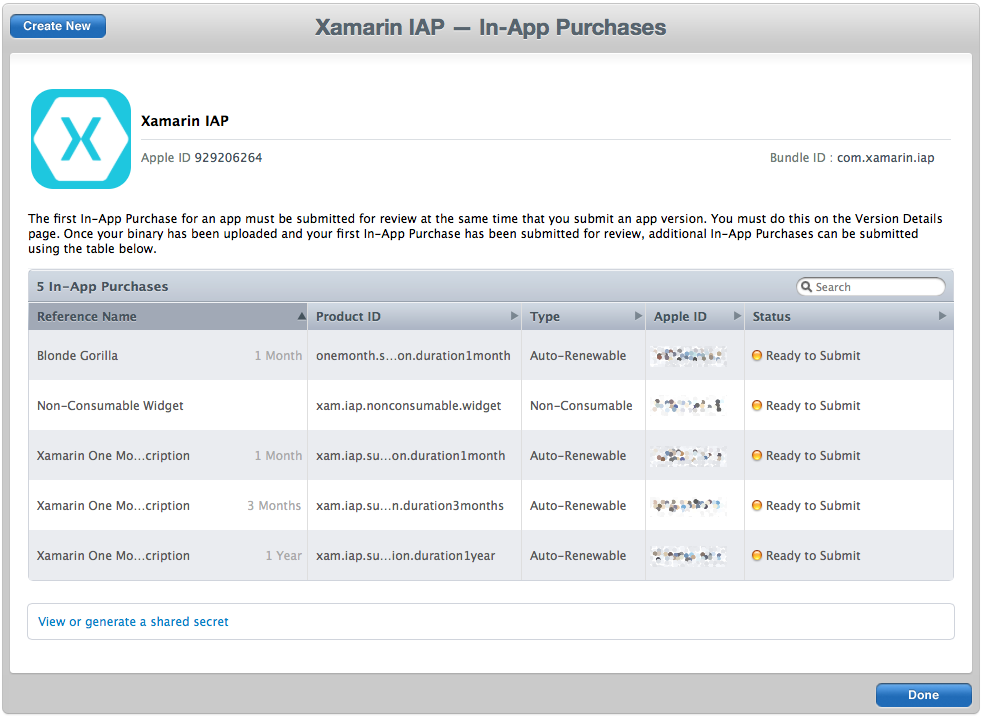 The sample app with several products already added