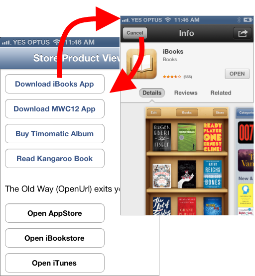 Automatically returning to an app after purchase