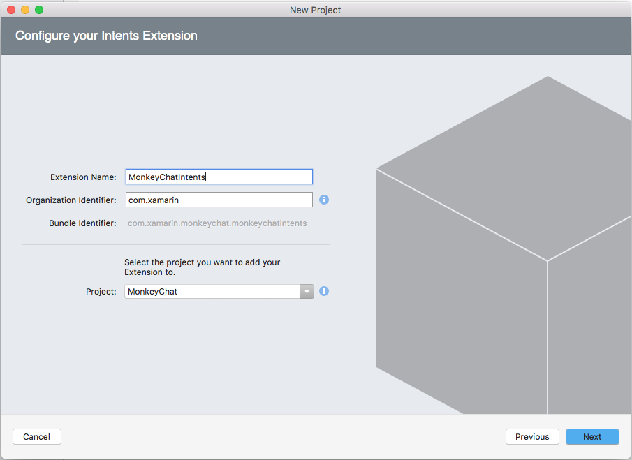 Enter a Name for the Intent Extension.